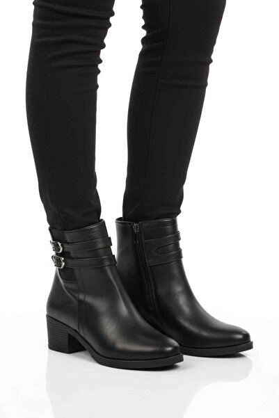 AYAKMOD Cizme negre pentru femei cu toc și blană în interior 1006 Z