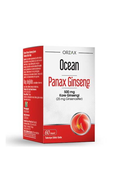 Orzax Ocean Panax Ginseng 500 mg Ginseng الكوري 60 كبسولة