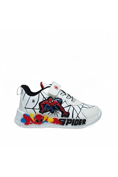 SPIDERMAN 836 Boy's White/Black Light-Up Sneaker