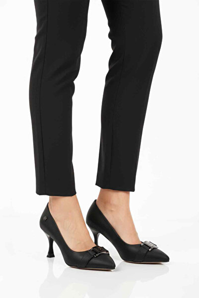 Pierre Cardin Black Satin Thin Heeled Women's Evening Dress Shoes Pc-55201 Z