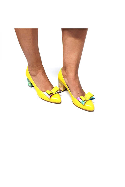 Catinca Shoes Pantofi de damă din piele naturală - Galben + Fulger - A 12 GF