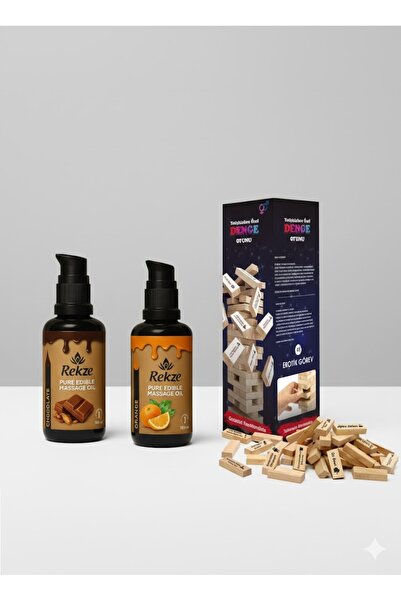 Rekze Aşk ve Eğlence Seti: Çiftlere Özel Romantik Denge Oyunu + Masaj Yağı. T...