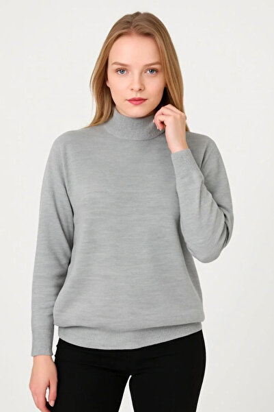 GökTR Women's Half Turtleneck Knit Sweater Soft Textured Cotton Fine Weaving, Long Sleeve Casual Regular Fit