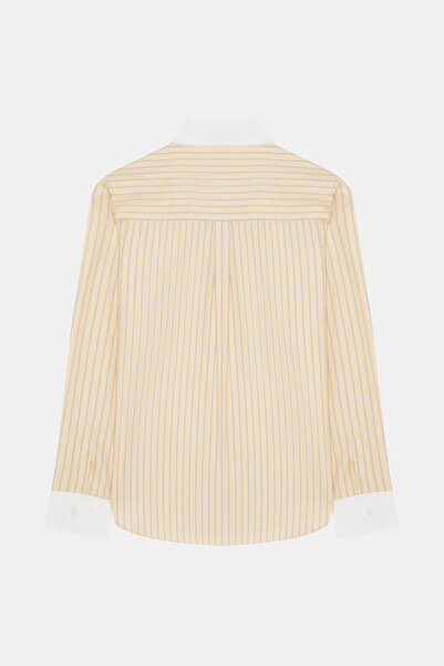 W Collection Yellow Striped Shirt with Garnish Detail