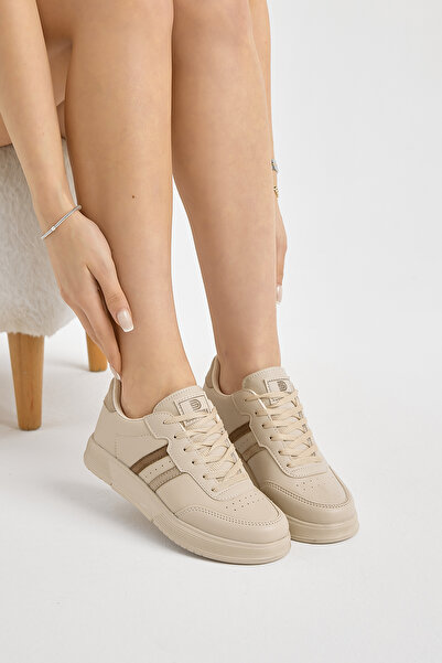 Tonny Black Αθλητικά παπούτσια Unisex Cream Thick Faylon με ελαφριά σόλα με κορδόνια