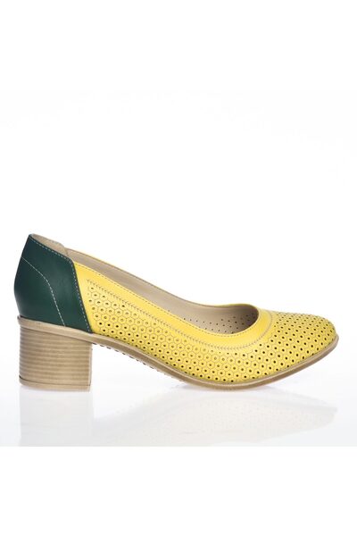 Catinca Shoes Pantofi din piele pentru femei – Galben cu verde – T 2 GV