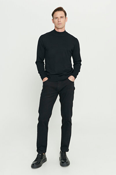ALTINYILDIZ CLASSICS Black Standard Fit Regular Cut Half Turtleneck Knit Sweater