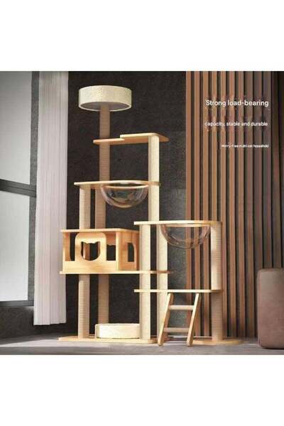 NKX شجرة قطط فاخرة متعددة المستويات بطول 156 سم مع مجاثم فقاعية ومخبأ مريح وأعمدة خدش من السيزال