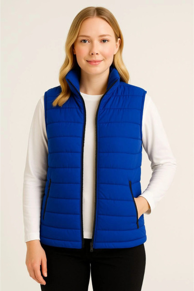 Kanonik Education Inflatable Zippered Vest Water Repellent Quilted Lined Fabric Pockets Lightweight Comfortable Fit - Cobalt Blue