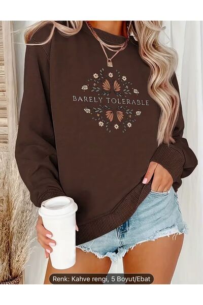 FAVORİST سترة رياضية مطبوعة بياقة دائرية مريحة للغاية