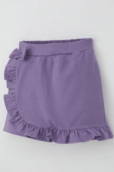 Breeze Girl's Shorts Skirt with Bow Accessories and Ruffles, Ages 6-10, Lilac