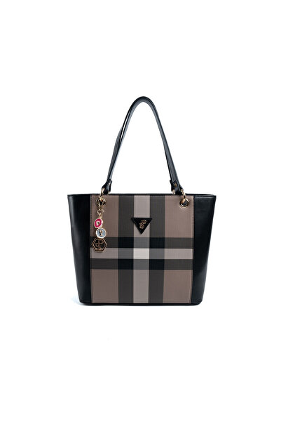 Silver Polo Καφέ - Μαύρη Γυναικεία Τσάντα ώμου SP1176