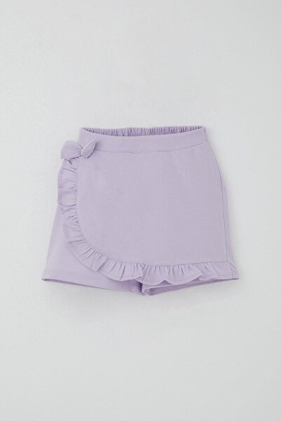 Breeze Girl's Shorts Skirt with Bow Accessories and Ruffles, Ages 6-10, Light Lilac