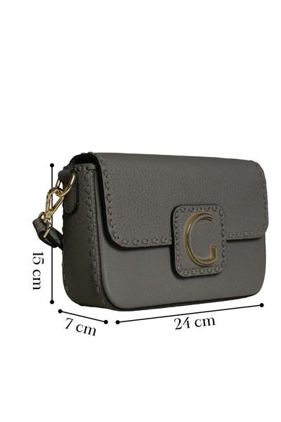 Platin Gray Leather Women's Handbag