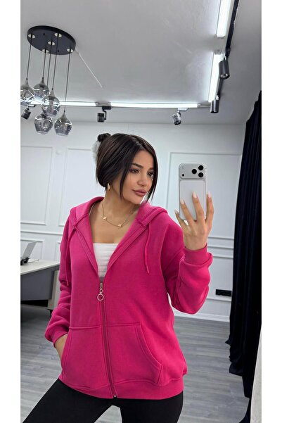 Daves سويت شيرت بغطاء للرأس بثلاثة خيوط باللون الفوشيا