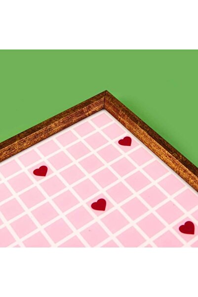 Evidea Deco Kırmızı Kalp Dekoratif Desenli Tepsi - Kırmızı / Pembe - 28,5x41 cm