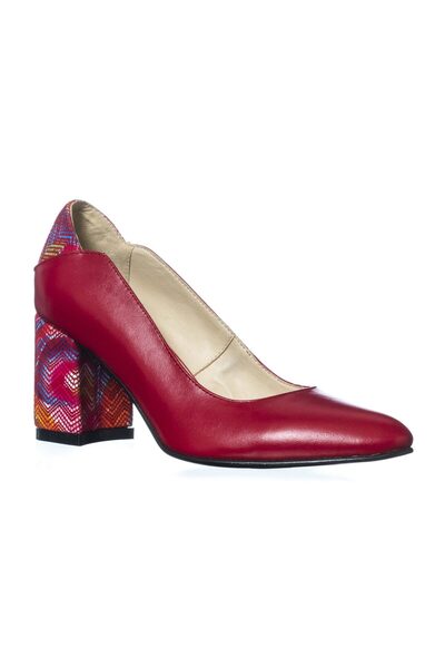 Catinca Shoes Pantofi din piele pentru femei - Roșii cu toc mozaic - R 9 RTM