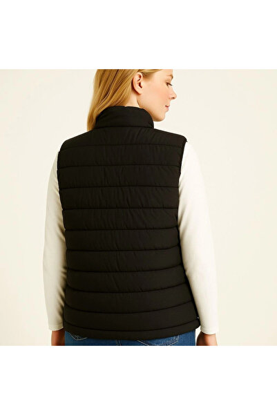 Kanonik Education Inflatable Zippered Vest Water Repellent Quilted Lining Fabric Pockets Lightweight Winter Sports Comfortable Fit - Black