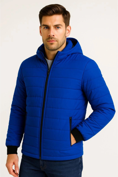 JANES Men's Inflatable Hooded Zipper Jacket Water Repellent Quilted Lined Fab...