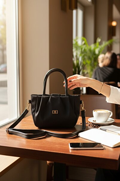 Classbag Nubuck Lined Zippered Small Size Black Crossbody Women's Shoulder an...