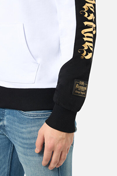 Boxeur Des Rues Full Zip Sweatshirt with Contrasting Colors White-Gold