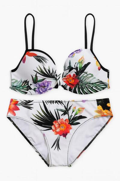 RAPAPA Γυναικείο σετ μπικίνι με τροπικό σχέδιο – Καλοκαιρινό μοντέλο με λουλούδια 0206 b