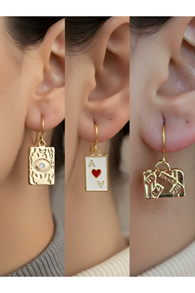 TURBİJ طقم أقراط نسائية من ثلاث قطع على شكل حقيبة سفر