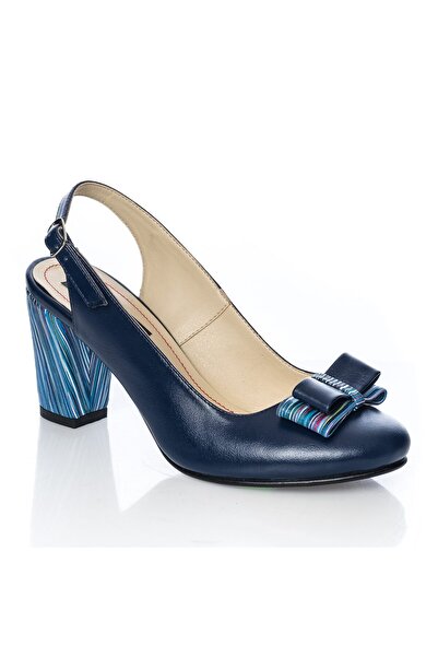 Catinca Shoes Women's genuine leather sandals – Blue Striped Heel – V 5 BTD