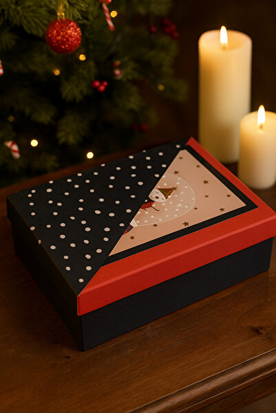 DODOMAR 16×23×9 cm Red Black Polka Dot Rectangular Luxury Christmas Gift Box with Card Pocket