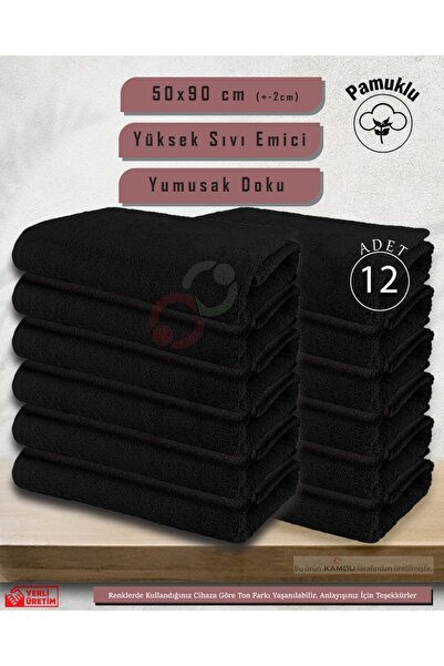 Tusebu Black Cotton Towel Set of 12 – Highly Absorbent Soft Hand/Face Towels