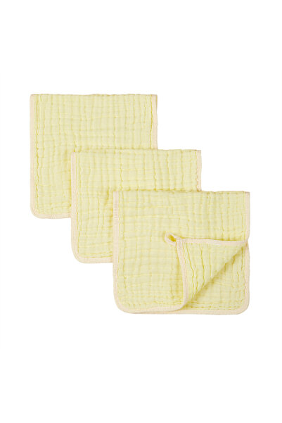 REDQUIT Set de 3 prosoape de bebeluși din muselină 25x50cm, galbene