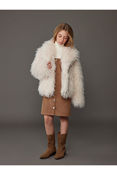 LC Waikiki Kids Ecru Girl's Fur Coat