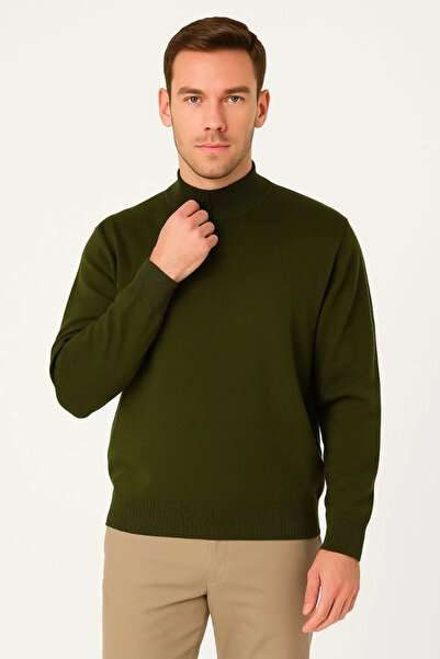 GökTR Men's Half Turtleneck Knitwear Sweater Soft Textured Cotton Fine Weaving, Long Sleeve Casual Regular Fit