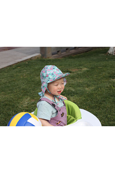 REDQUIT ® Sun Hat with Neck Protection, Adjustable, Size 48 -54 cm, Kids, UPF 50+, Green