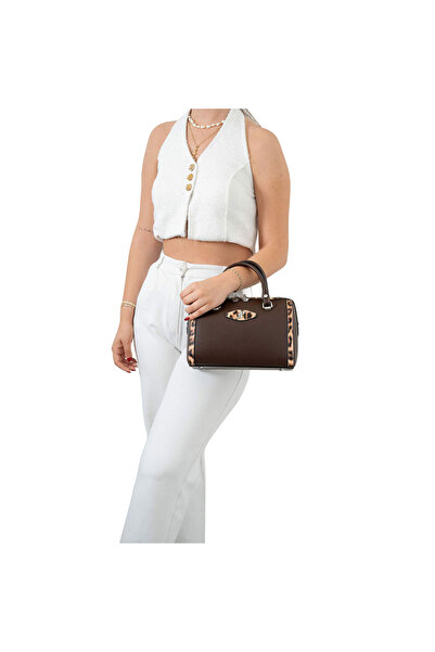 Silver Polo حقيبة كتف للنساء / البنات 1091-47948 حقيبة M105 بني-ماتي ليوبارد ...