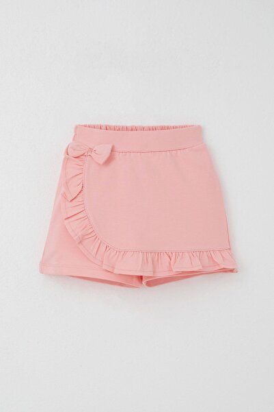 Breeze Girl's Shorts Skirt with Bow Accessories and Ruffles, Ages 3-8, Salmon