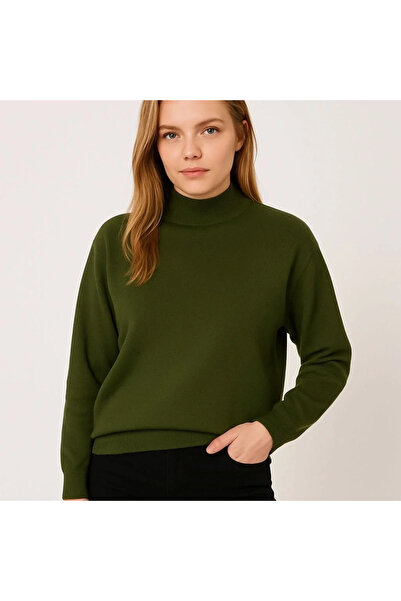 GökTR Women's Half Turtleneck Knit Sweater Soft Textured Cotton Fine Weaving, Long Sleeve Casual Regular Fit