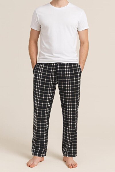 Pemilo Men's Patterned Pocketed Single Bottom Black