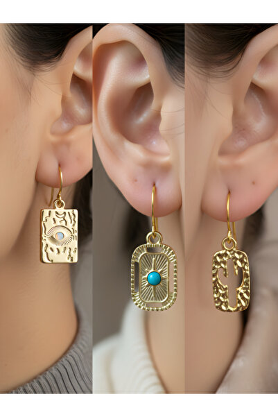 TURBİJ طقم أقراط نسائية من مجموعة سيمبول مكونة من 3 قطع على شكل كاكتوس بيضاوي...