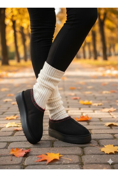 uway Women's Suede Fur Lined Thick Sole Closed Front Casual Winter Ug Boots Slippers