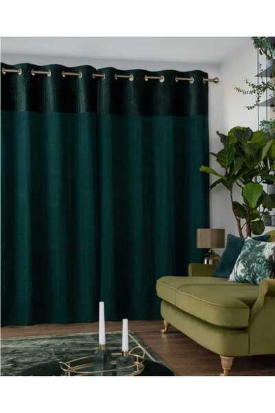 Evcimenhome Lined Thin Velvet Rustic Curtain with Eyelet Metal Rings by Hamizüm