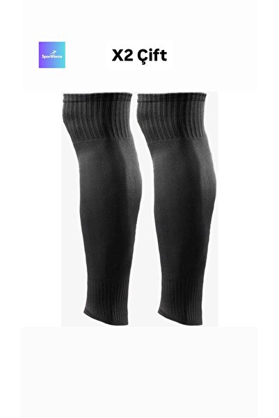 sporthome 2 Çift Siyah Tabansız Konç Çorap Futbol Ve Antreman