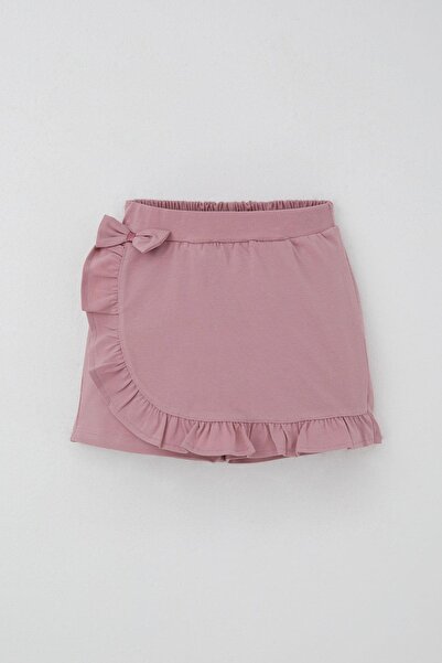 Breeze Girl's Shorts Skirt with Bow Accessories and Ruffles, Ages 6-10, Dusty Rose