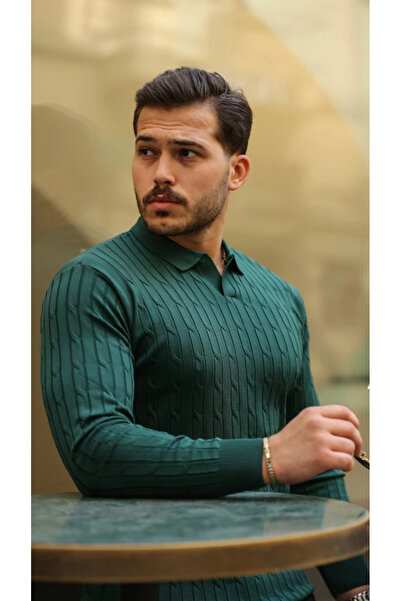 freedom store Men's Hair Weave Pattern Long Sleeve Knitwear