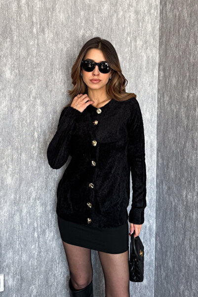 ModaPlaza Women's Beard Metal Button Cardigan 5564