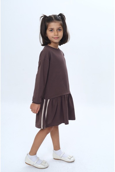 Toontoy Girl's Striped Heart Embroidered Dress