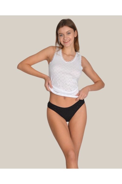 İki Yıldız Ten %100 pamuklu kalın askılı termal kalpli delikli atlet