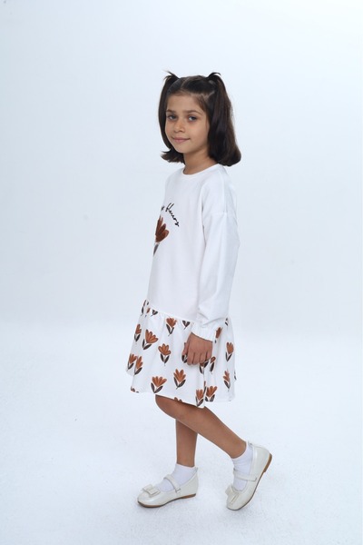 Toontoy Girl's Süzene Embroidered Tulip Printed Dress