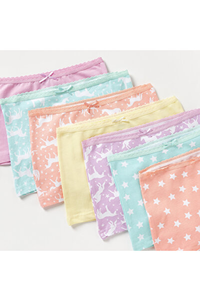 Juniors Printed Briefs with Bow Detail - Set of 7