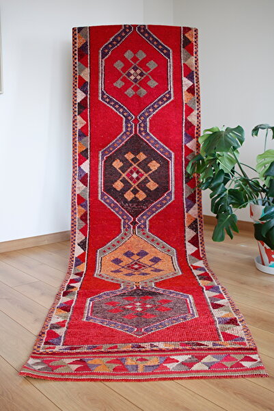 Loop Rugs El Dokuma, Doğal Kök Boyalı, %100 Yün, Herki Yolluk - 94 x 374 cm -...
